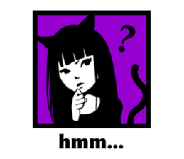 Black Cat Cute Girl sticker #10567967
