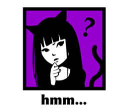 Black Cat Cute Girl sticker #10567967