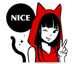 Black Cat Cute Girl sticker #10567968