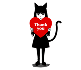 Black Cat Cute Girl sticker #10567970