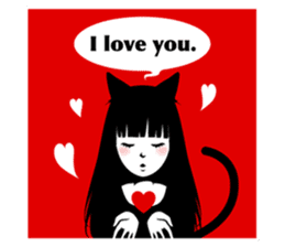 Black Cat Cute Girl sticker #10567971