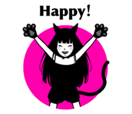Black Cat Cute Girl sticker #10567972
