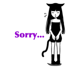 Black Cat Cute Girl sticker #10567975
