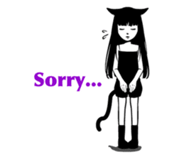 Black Cat Cute Girl sticker #10567975