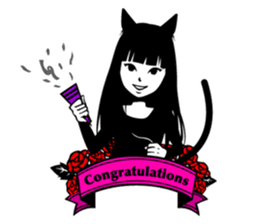 Black Cat Cute Girl sticker #10567976