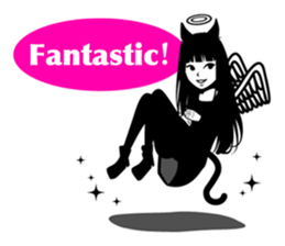 Black Cat Cute Girl sticker #10567977