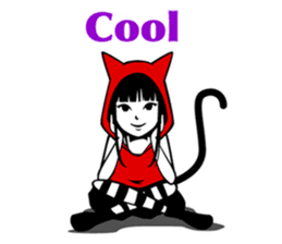 Black Cat Cute Girl sticker #10567978