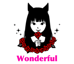 Black Cat Cute Girl sticker #10567979