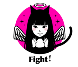 Black Cat Cute Girl sticker #10567985