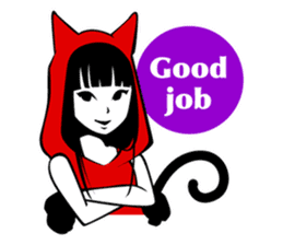 Black Cat Cute Girl sticker #10567987