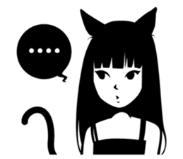 Black Cat Cute Girl sticker #10567988