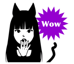 Black Cat Cute Girl sticker #10567989