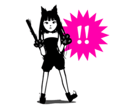 Black Cat Cute Girl sticker #10567990