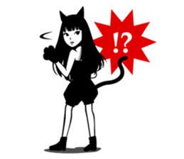 Black Cat Cute Girl sticker #10567991