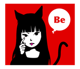 Black Cat Cute Girl sticker #10567992