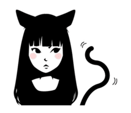 Black Cat Cute Girl sticker #10567994