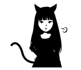 Black Cat Cute Girl sticker #10567995