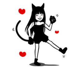 Black Cat Cute Girl sticker #10567996