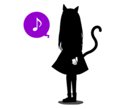 Black Cat Cute Girl sticker #10567997
