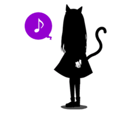 Black Cat Cute Girl sticker #10567997