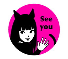Black Cat Cute Girl sticker #10567999