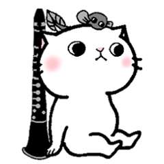 This Cat Likes Clarinet By Akie Nemoto Sticker This Cat Likes Clarinet By Akie Nemoto Sticker