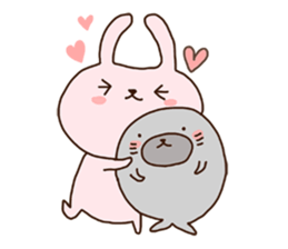 Rabbit and Seal Sticker sticker #10608280