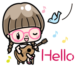 Cute girl with round glasses 3 (CH) sticker #10619900