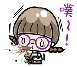 Cute girl with round glasses 3 (CH) sticker #10619905