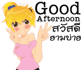 Cartoon lady language Thai/eng sticker #10639750