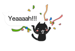 Black cat holds speech bubbles sticker #10644517