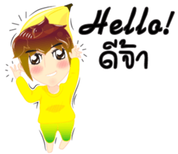 Cartoon kid fruit language Thai/eng sticker #10658200