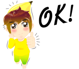 Cartoon kid fruit language Thai/eng sticker #10658201