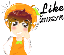 Cartoon kid fruit language Thai/eng sticker #10658214