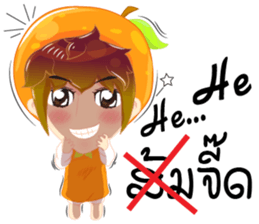 Cartoon kid fruit language Thai/eng sticker #10658215