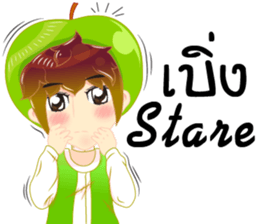 Cartoon kid fruit language Thai/eng sticker #10658228