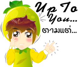 Cartoon kid fruit language Thai/eng sticker #10658233