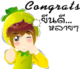 Cartoon kid fruit language Thai/eng sticker #10658235