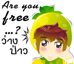 Cartoon kid fruit language Thai/eng sticker #10658236