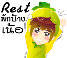 Cartoon kid fruit language Thai/eng sticker #10658237
