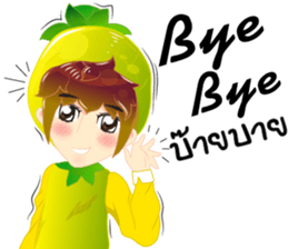 Cartoon kid fruit language Thai/eng sticker #10658239