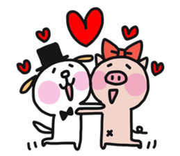 Lady pig and gentlemen dog sticker #10682650