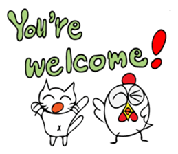 Cats and chickens and in English! sticker #10687669