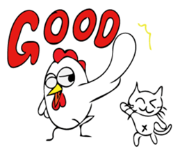 Cats and chickens and in English! sticker #10687672