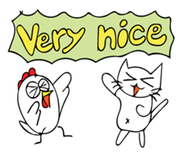 Cats and chickens and in English! sticker #10687674