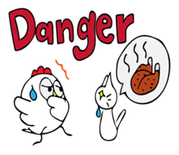 Cats and chickens and in English! sticker #10687679