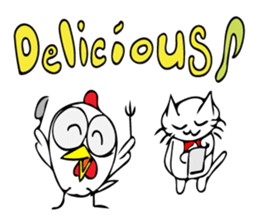 Cats and chickens and in English! sticker #10687684
