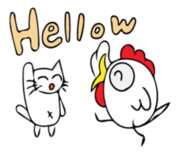 Cats and chickens and in English! sticker #10687699
