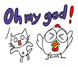 Cats and chickens and in English! sticker #10687700