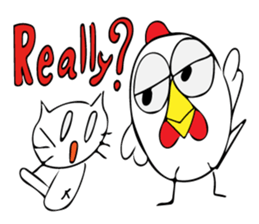 Cats and chickens and in English! sticker #10687701